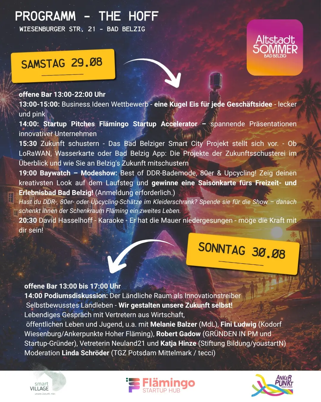 🛟 THE HOFF – BAD BELZIG LOOKING FOR FREEDOM 🕺🏖️

Am 29. & 30. August wird der Hof in der Wiesenburger Str. 21 zum Innova