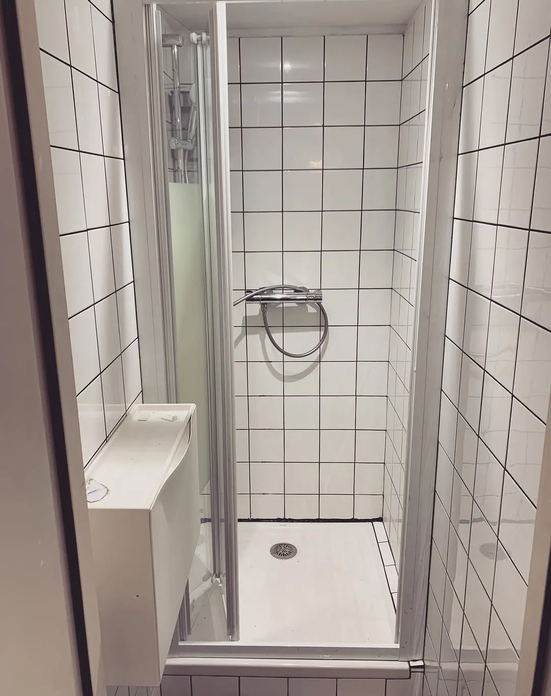 New shower deployed. Hope it won't leak this time #fingercrossed🤞