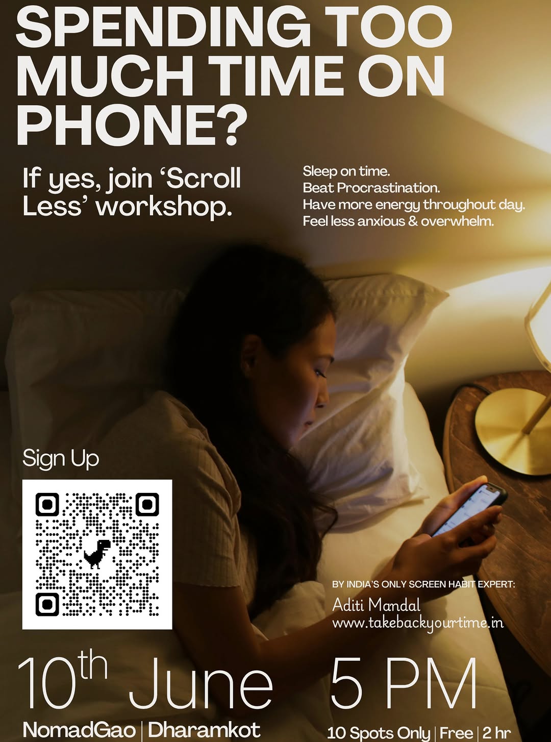 Next week, the Scroll Less Program is going offline with two workshops in Dharamshala, and I am excited to work with peo